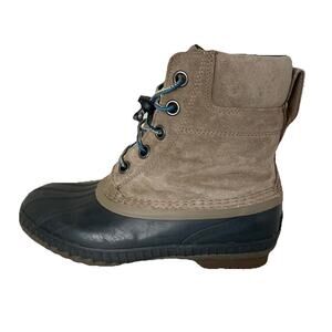 SOREL Big Girl Cheyanne II NY3960-297 Beige Black Lace Up Duck Boots Girls Sz 6